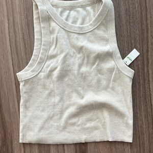 American Eagle Outfitters Cream Ribbed Tank Top